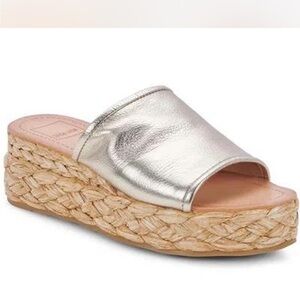 Dolce Vita Silver Metallic Slide Espadrille Wedge